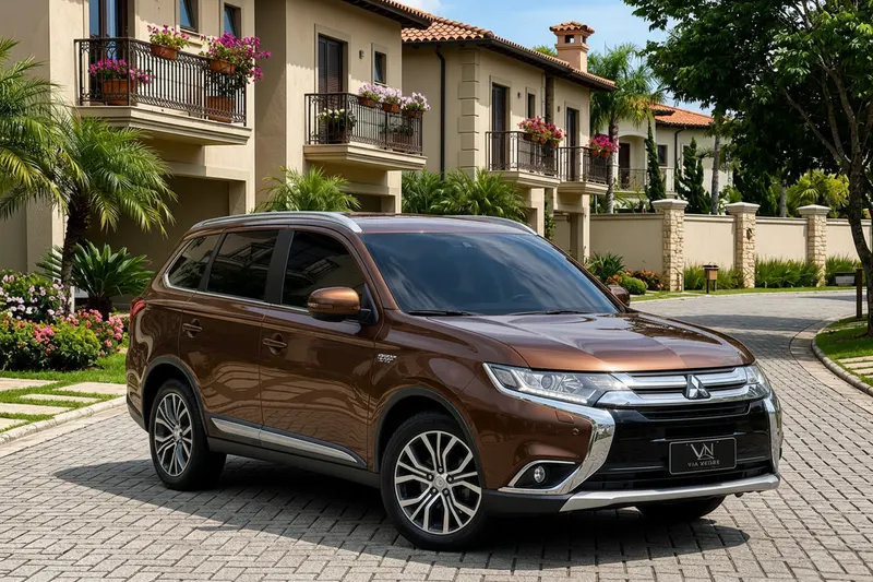 Mitsubishi Outlander da frota Via Nobre estacionado em condomínio na Zona Sul do Rio de Janeiro